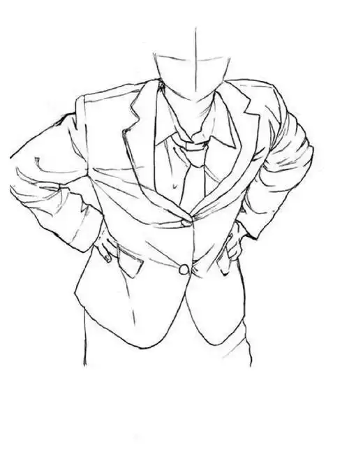 绘画参考不同动作下的西装褶皱参考