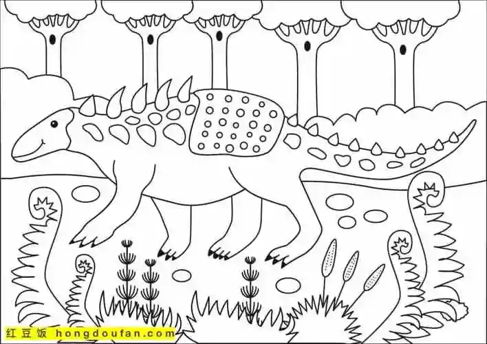 11张4到12岁男孩子最喜欢的恐龙涂色图片免费下载-红豆饭小学生简笔画