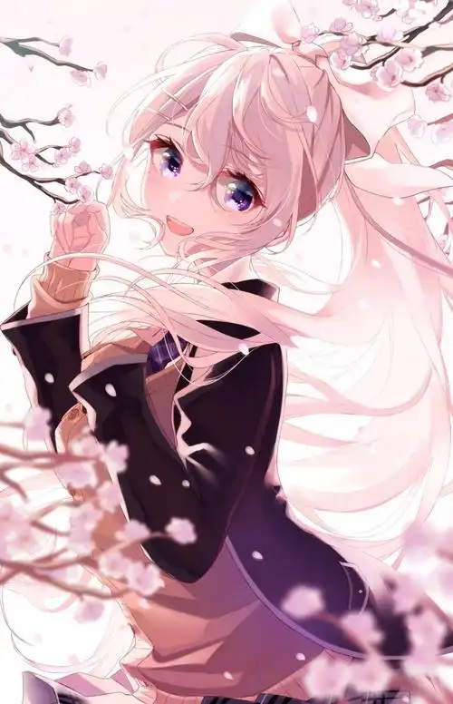 樱花 粉色头发 紫色眼睛 可爱女孩动漫