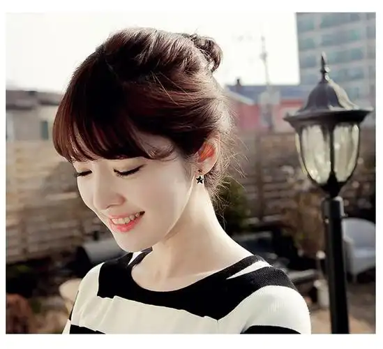 好先生关晓彤同款黑色五角星耳环耳钉 韩版潮流女后挂式耳饰耳环