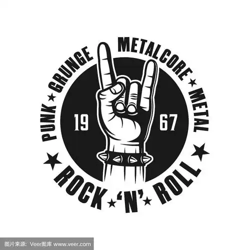 带有手势的黑色摇滚标志