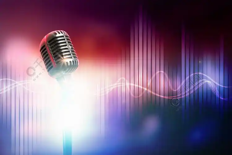 让我们来唱歌在彩色背景上的时尚复古麦克风