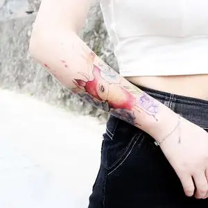 花臂纹身贴防水女持久韩国仿真刺青性感小麋鹿网红ins风个性半臂