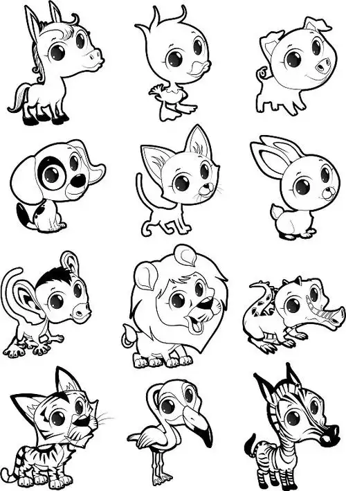 农场和野生动物的黑白图片