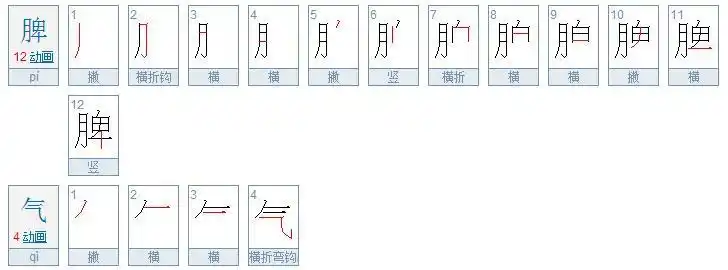 脾气在字典里是几笔画?