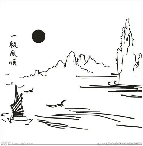 山水画简笔画桂林 简笔画图片大全-普车都