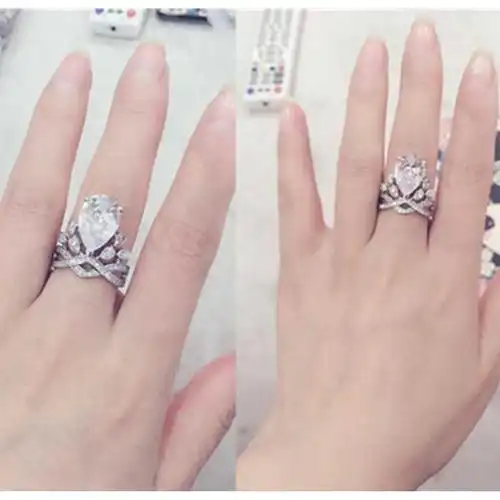 银戒指女钻戒指明星angelababy同款戒指潮人夸张开口婚戒