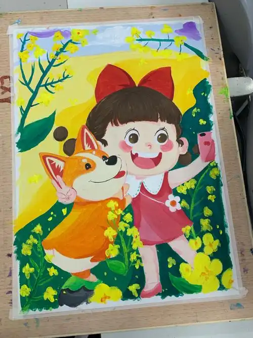 水粉画  #小女孩 #学前  #儿童 #夏天