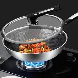 全面屏32/34cm家用304不锈钢炒菜锅不粘炒锅不粘锅