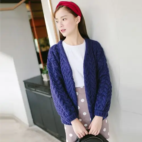 2016秋季毛衣女长袖薄款开衫上衣外套麻花韩版学生针织衫秋冬