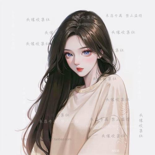 原创ai漫画女孩卡通手绘唯美长发女孩高清图 自动发货 头像收集社