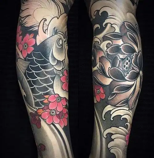 霸气花腿纹身男小腿纹身图片大全4
