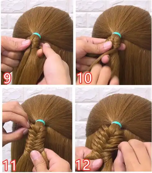 4>,接着用皮筋把这一小段绑住(如下图)绑好后接着编两股辫注意事项:1