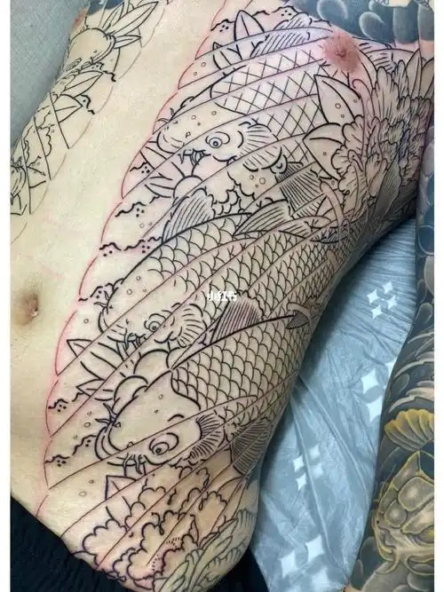 日式老传统 #开衫 #鲤鱼纹身 #鲤鱼开衫 #花臂 #满背 #半甲 #日世老