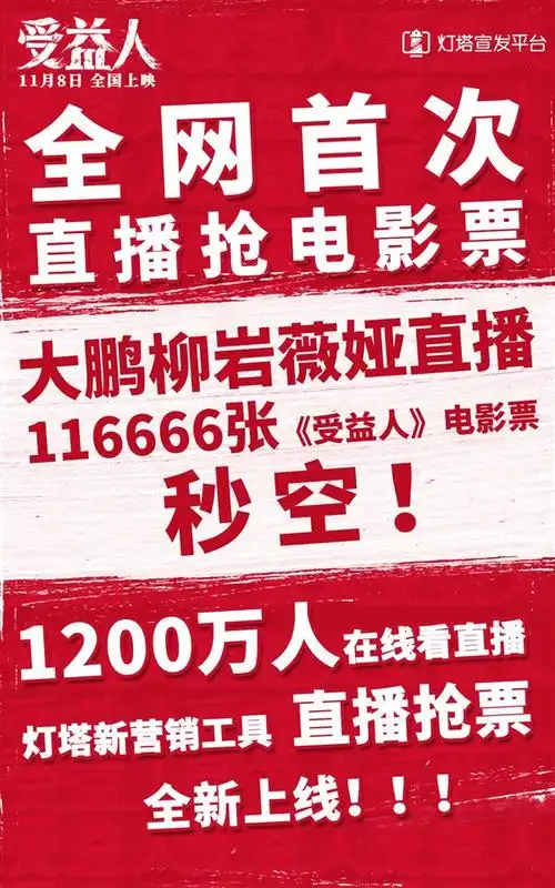 品效合一的灯塔宣发时代到来电影受益人直播抢票十万张秒空