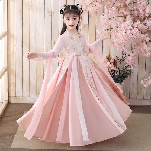 儿童汉服女童连衣裙古装套装超仙中国风12岁女孩唐装飘逸齐胸襦裙