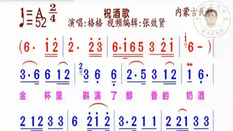 《祝酒歌》简谱格格演唱