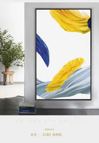 入户玄关装饰画现代简约走廊过道壁画抽象羽毛艺术画客厅挂画宽100高