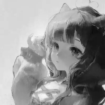 动漫女生头像高清黑白图片