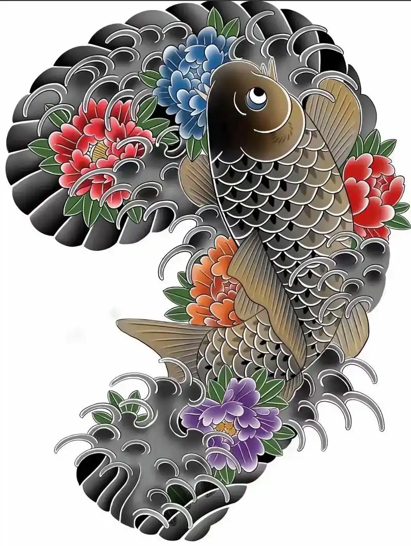 半甲花臂大鲤鱼#纹身 #tattoo #想纹就纹 - 抖音