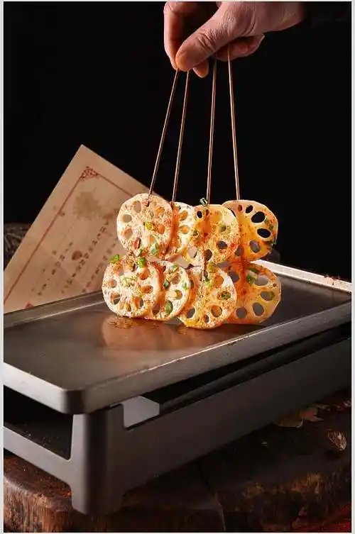 莲藕烤串美食图片