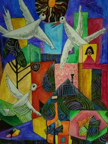 五年级二班陈轩《繁华都市》荣获一等奖