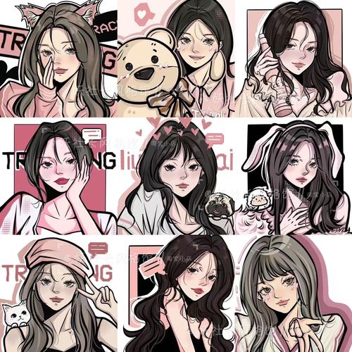 原创甜酷ins可爱头像高级小众赛博朋克情侣女生日礼物手绘照片