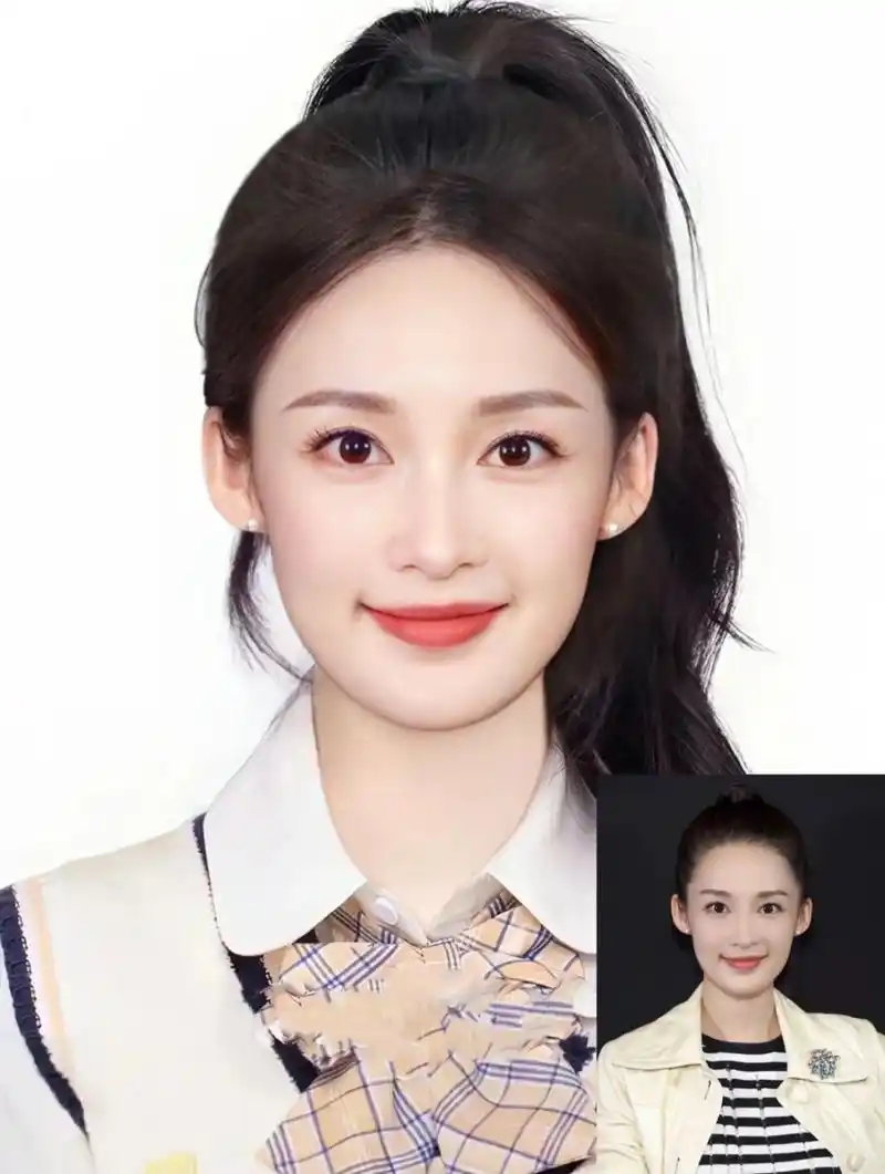 明星证件照之李沁特辑  我今天为李沁修缮了一张漂亮的证件照片,一直