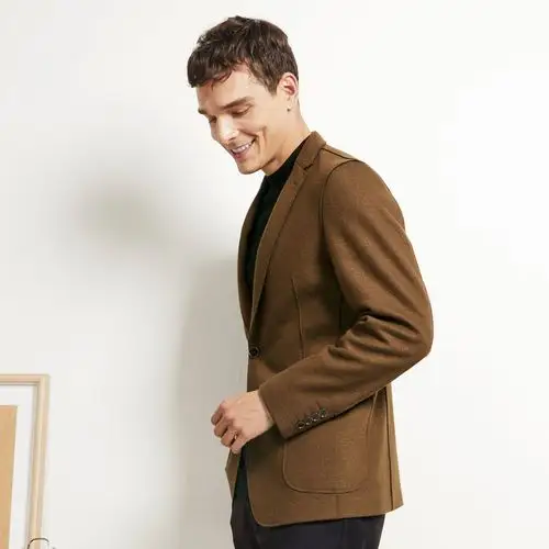 时尚休闲舒适挺阔深棕色羊毛单西服