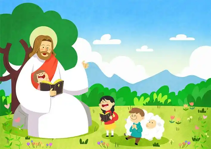 耶稣给孩子们读圣经图片下载