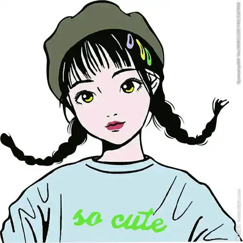 女孩辫子夹子t恤图片