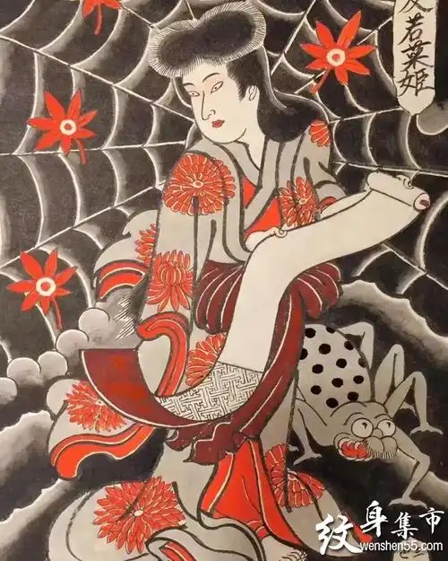 日式版雾纹身,日式满背版雾纹身手稿,日式满背手臂版雾纹身手稿图案