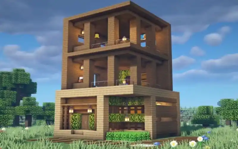 我的世界三层简易木制别墅