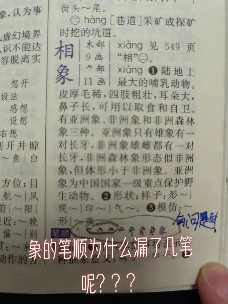 学生字典里"象"的笔顺为什么不全?#疫情在家上网课  - 抖音
