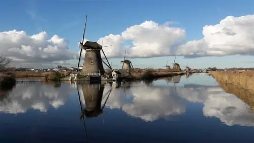 荷兰式风车唯美高清桌面图片_风景壁纸_壁纸下载_美桌网