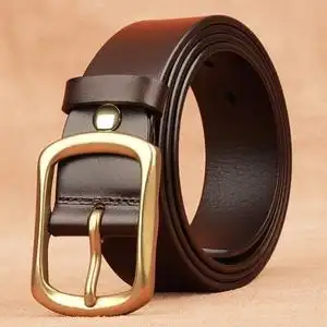 牛皮先生皮带【十年不断】男士皮带纯牛皮针扣腰带男 纯铜日字扣