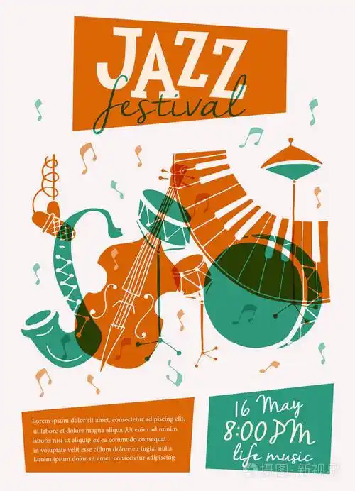 矢量爵士乐节海报模板音乐活动, 爵士乐音乐会
