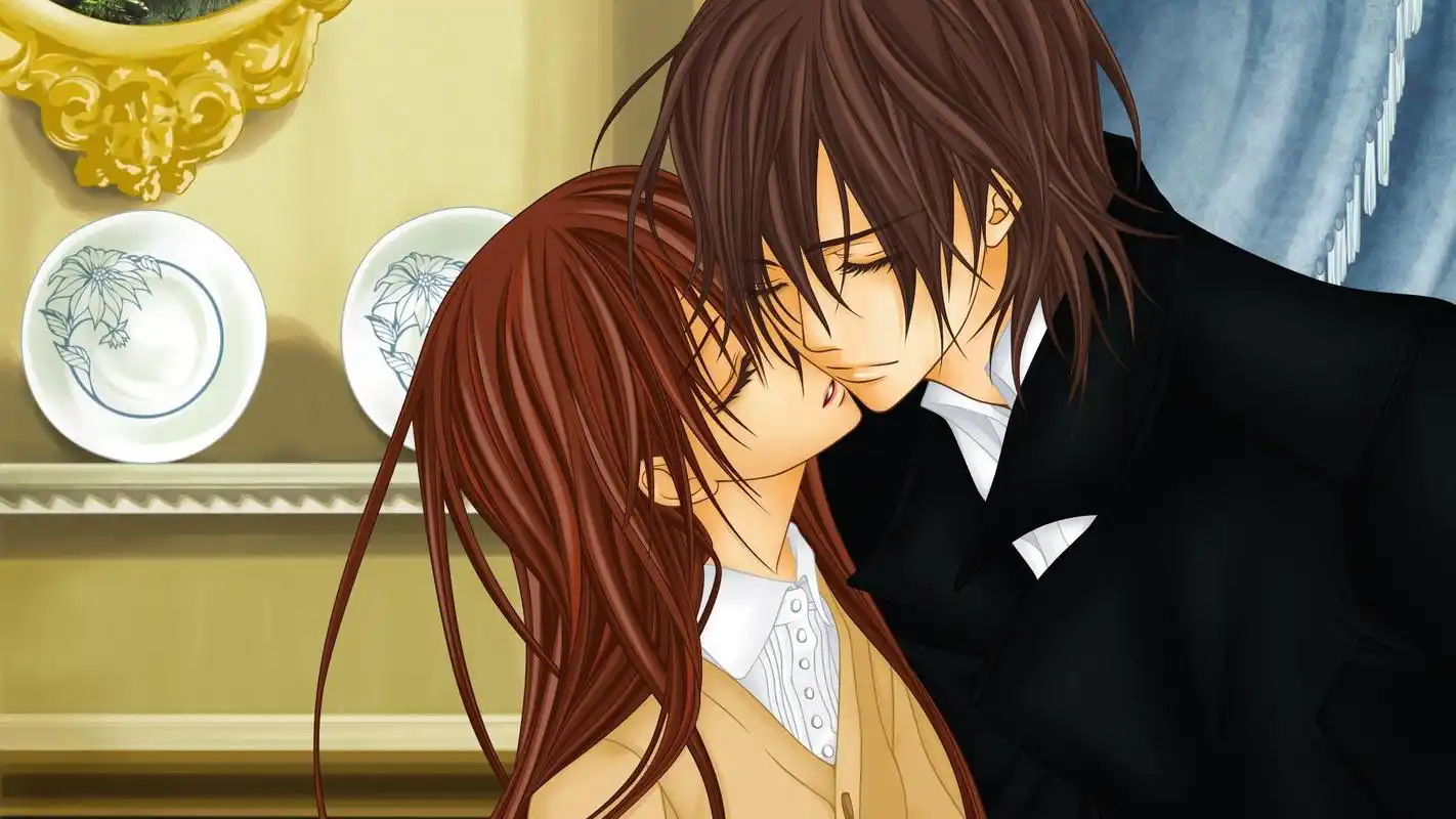 情人节主题动漫甜蜜情侣亲吻高清电脑桌面壁纸