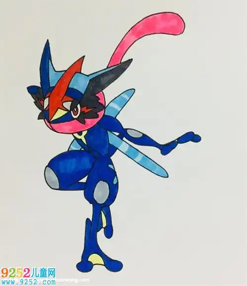 如何画一只甲贺忍蛙精灵宝可梦简笔画