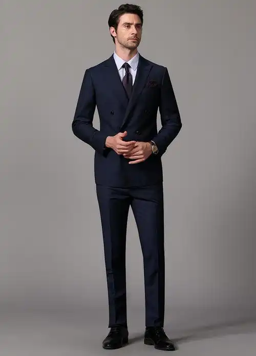 d22gwt商务男士西装男套装双排扣羊毛西服套装修身礼服定制