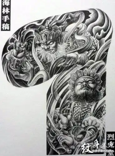 四大天王纹身,四大天王纹身手稿,四大天王纹身手稿图案 - 纹身集市
