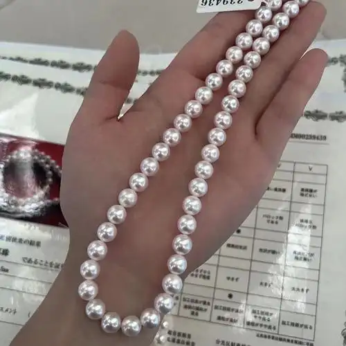 5mm日本akoya天然海水珍珠项链全珠链正圆细微瑕诸暨-阿里巴巴