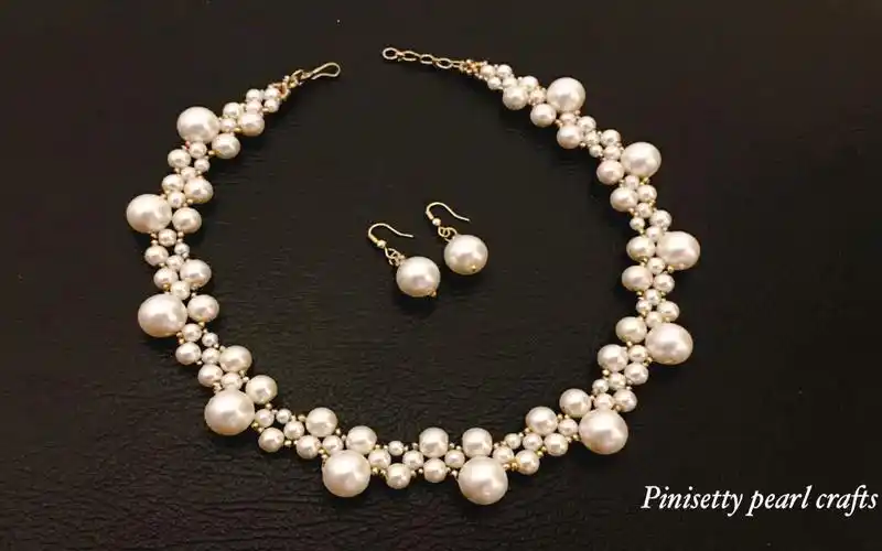 串珠教程-花式珍珠编珠项链(材料尺寸见简介)