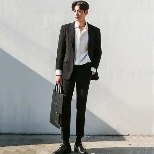 一套西装男套装休闲帅气修身宽松韩版英伦风潮流外套新郎西服学生