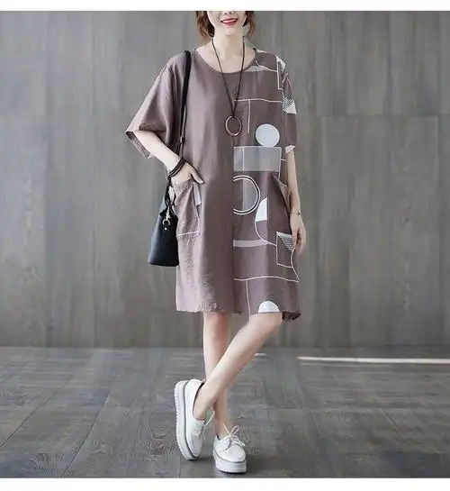 萌菲思大码女装200斤胖妹妹加肥加大码裙子夏季肥胖女孩宽松遮肚子