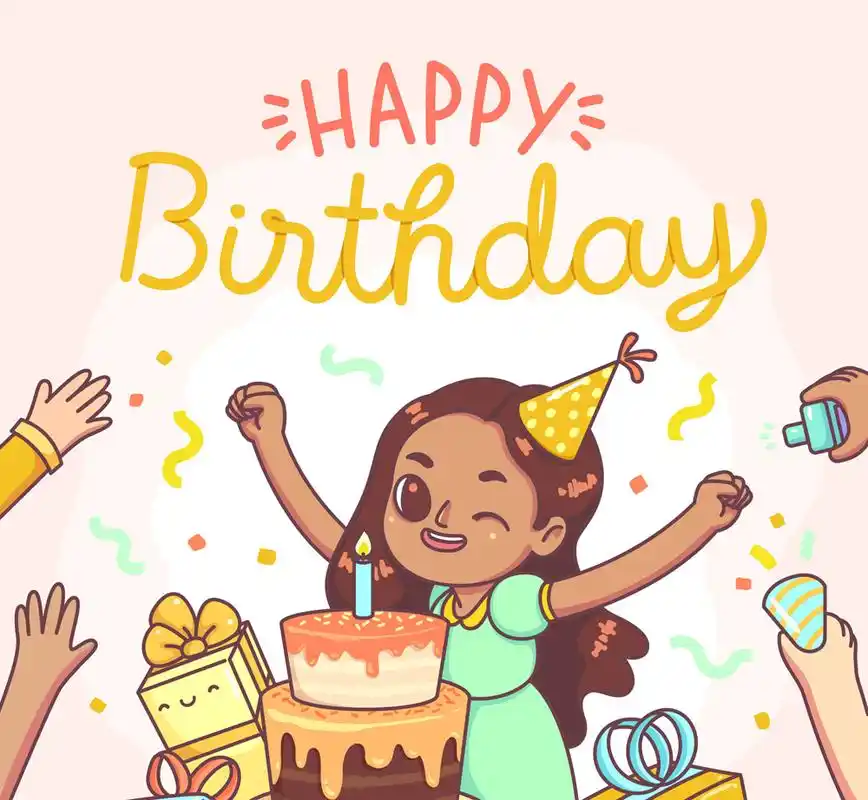 创意过生日吹蜡烛的女孩矢量素材