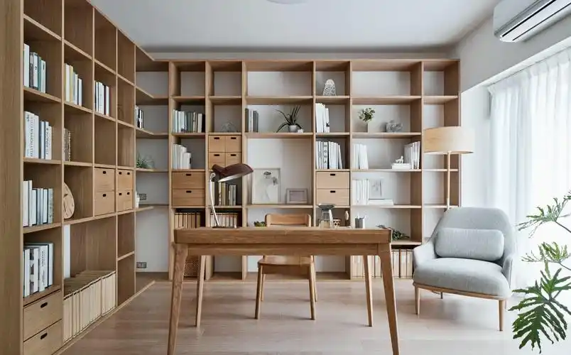 放几盆吊兰在电脑桌的书架上,或立一株巴西木来净化室内空气,或摆一