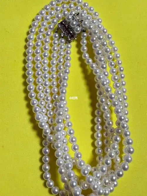 日本海水珍珠akoya红宝石扣多层项链