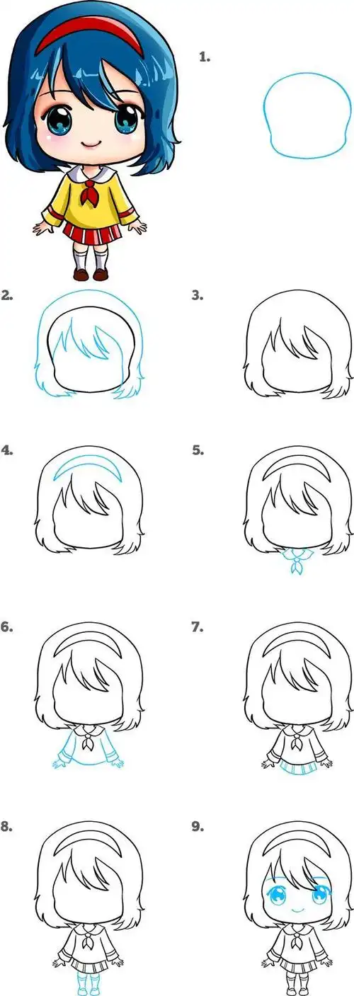 动漫小女孩   人物简笔画步骤新手篇:动漫女性人物该怎么画!