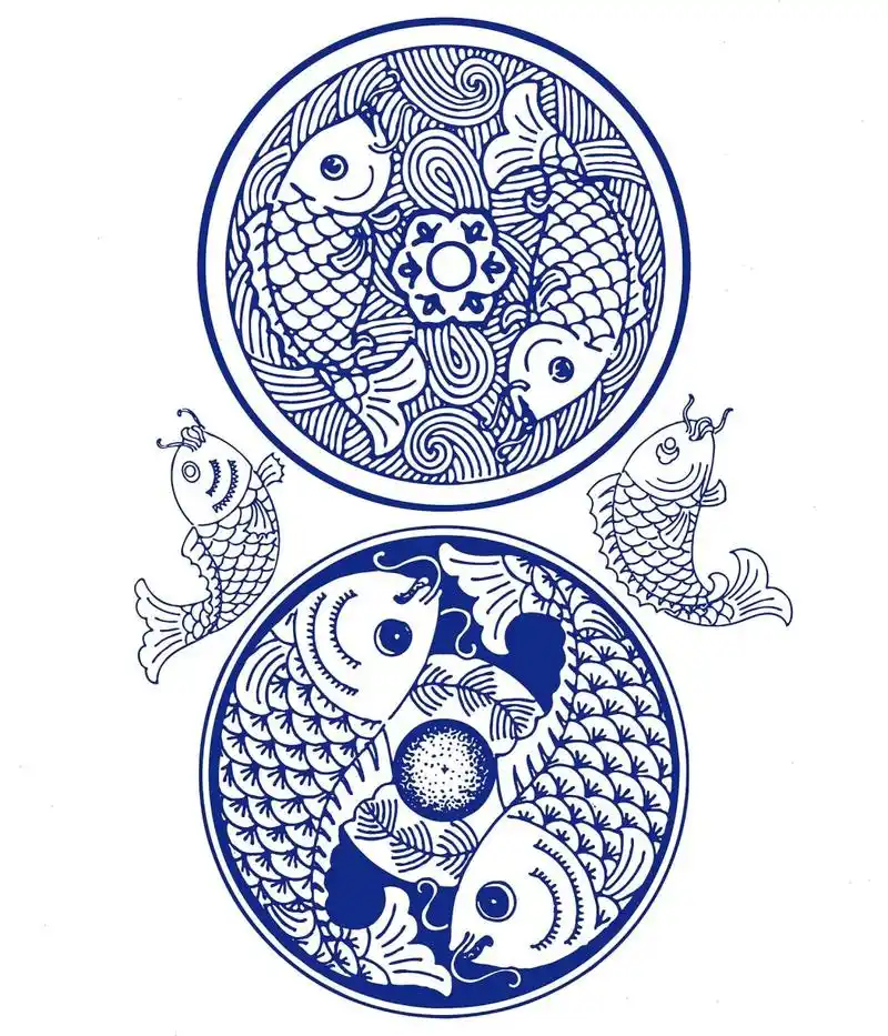 传统古典图案纹饰-鱼纹(14) 鱼纹是中国传统寓意纹样,图案表现为鱼的